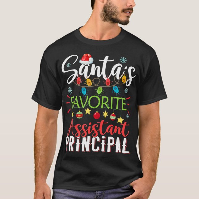 Camiseta Papais noeis Assistente Favorito Xmas Light Ch (Frente)