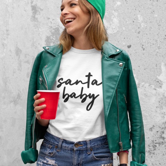 Camiseta Papais noeis Baby | Tendência de Natal Moderna Min (Trendy minimalist holiday shirt created for stylish, cheerful, and comfortable seasonal fashion)