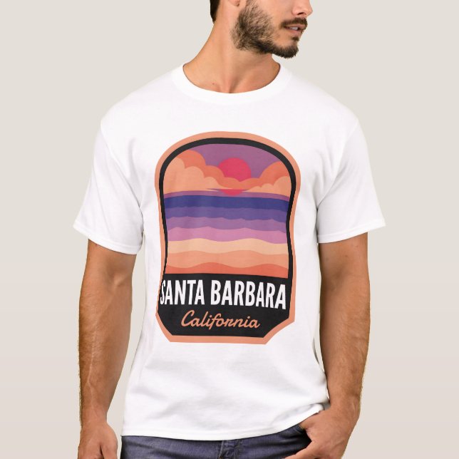 Camiseta Papais noeis Barbara CA Retro Sunset (Frente)