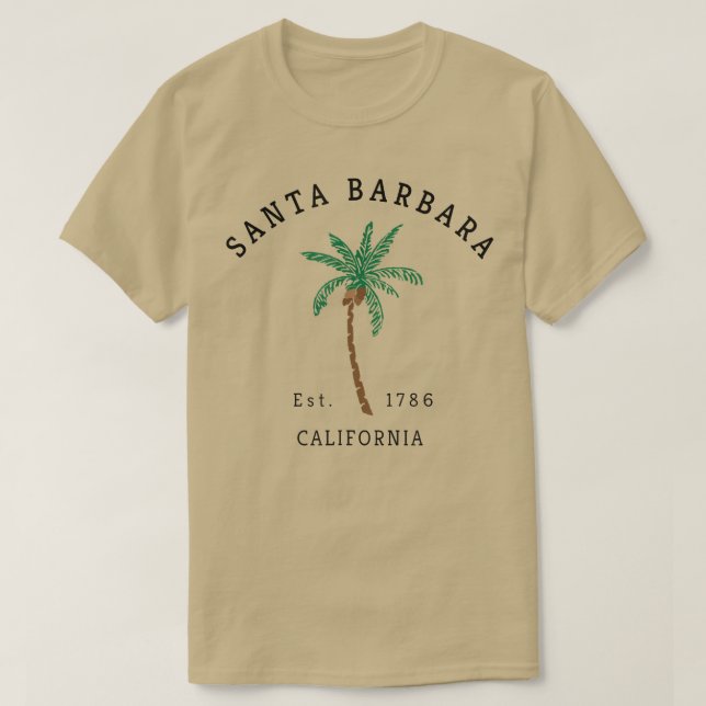 Camiseta Papais noeis Barbara California Colortion Palm Tre (Frente do Design)