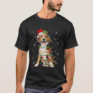 Camiseta Papais noeis Beagle Christmas Lights Xmas Dog Love