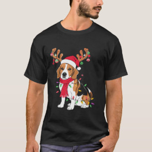 Camiseta Papais noeis Beagle Christmas Lights Xmas Dog Love