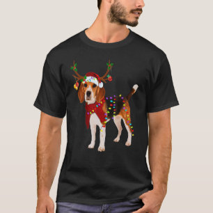 Camiseta Papais noeis Beagle Reindeer Natal Claro