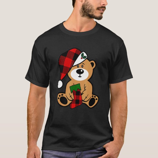 Camiseta Papais noeis Bear Buffalo Xadrez Stocks E Hat Chri (Frente)