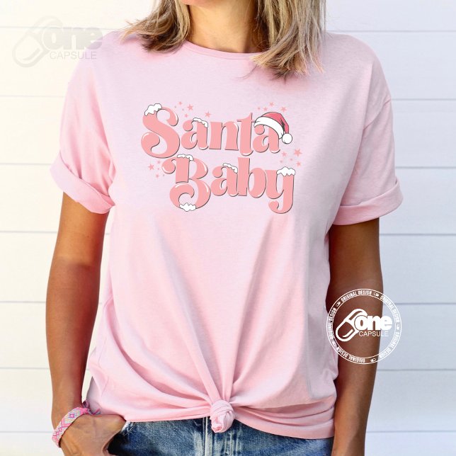 Camiseta Papais noeis Bebê Rosa Fresco Natal (Criador carregado)