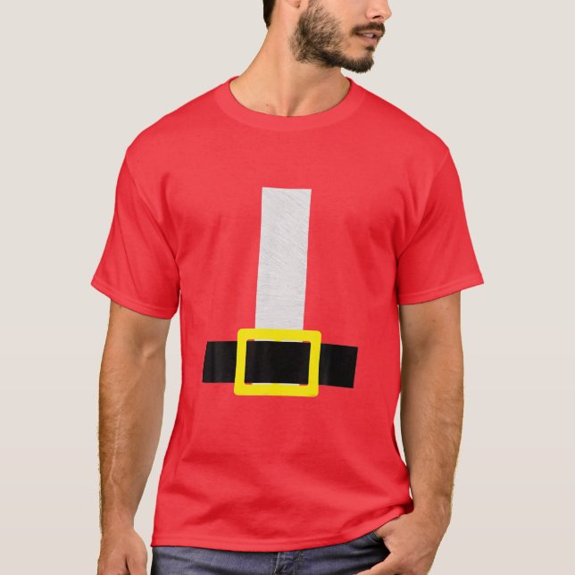 Camiseta Papais noeis Belt Red Costume Halloween Antes do N (Frente)