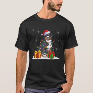 Camiseta Papais noeis Bernese Montanha Árvore de Natal Luz