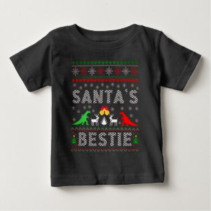Camiseta Papais noeis Bestie Dino Winter Christmas Ugly Swe