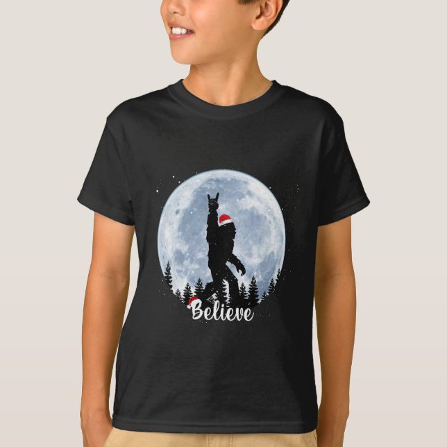 Camiseta Papais noeis Bigfoot Rock Roll Sasquatch believ (Frente)