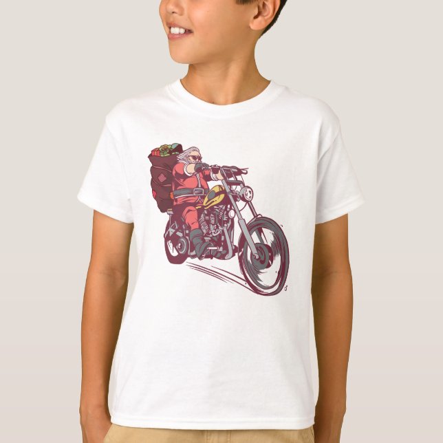 Camiseta Papais noeis Biker Figurino de Natal para Convite  (Frente)