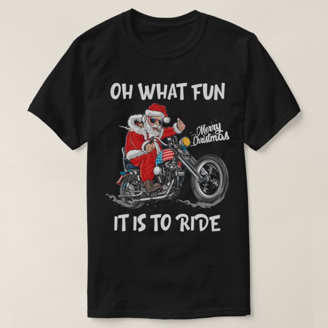Camiseta Papais noeis Biker Ventilador de motocicleta Feliz (Frente do Design)