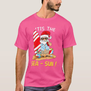 Camiseta Papais noeis Bola De Surf Flutua Este Natal Do Sol