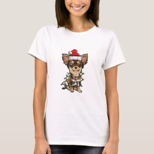 Camiseta Papais noeis bonitos de Chihuahua Árvore de Natal 