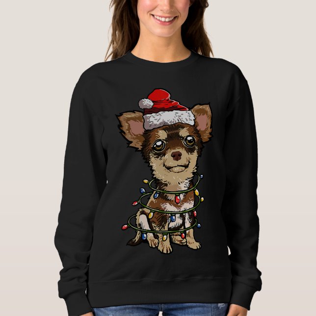 Camiseta Papais noeis bonitos de Chihuahua Árvore de Natal  (Frente)