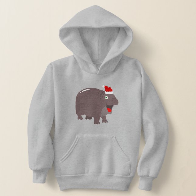 Camiseta papais noeis bonitos hippo christmas hippopotamus (Postura )