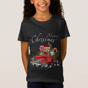 Camiseta Papais noeis Bonitos Labradoodle Anando Feliz Verm