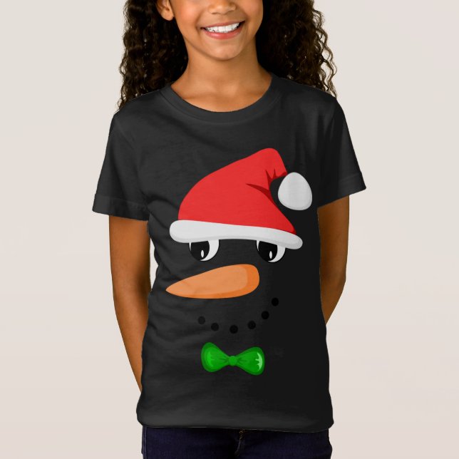 Camiseta Papais noeis bonitos Snowman Enfrenta Engraçados H (Frente)