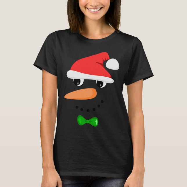 Camiseta Papais noeis bonitos Snowman Enfrenta Engraçados H (Frente)