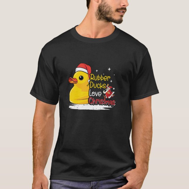 Camiseta Papais noeis Borracha Ducky Xmas Duckie Borracha E (Frente)