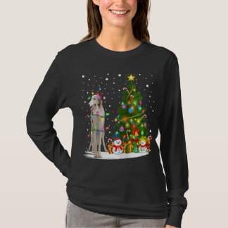 Camiseta Papais noeis Borzoi Dog Xmas Tree Lighting Borzoi