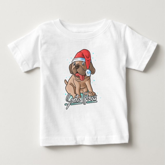 Camiseta Papais noeis - Cachorro com chapéu (Frente)