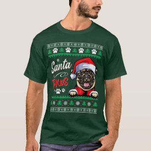 Camiseta Papais noeis Cachorro de Natal Pug Suor de Natal F