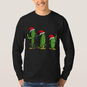 Camiseta Papais noeis Cactus Natal Luzes Engraçadas Corresp