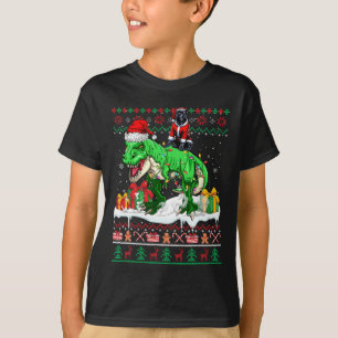 Camiseta Papais noeis Cane Corso Riding T-rex Christmas Swe