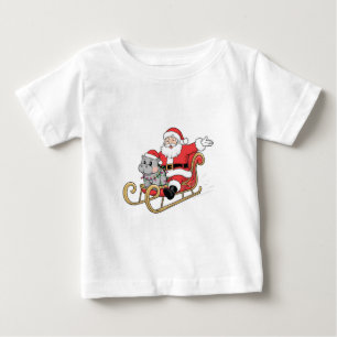 Camiseta Papais noeis cavalgando com um bebê Moo Deng Hippo