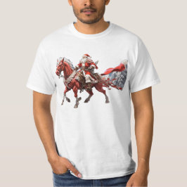 Camiseta Papais noeis Cavalo vermelho a andar com espada na