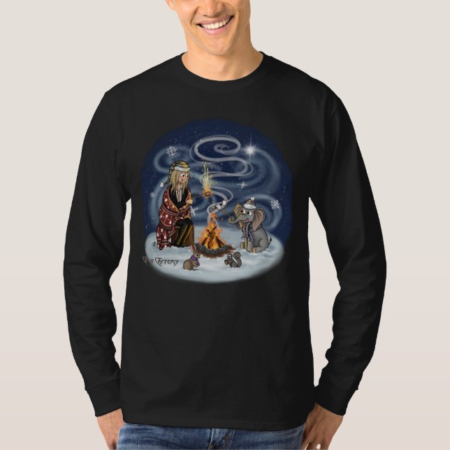 Camiseta Papais noeis Chris e Wilbur Fireside Amigos Longa  (Frente)