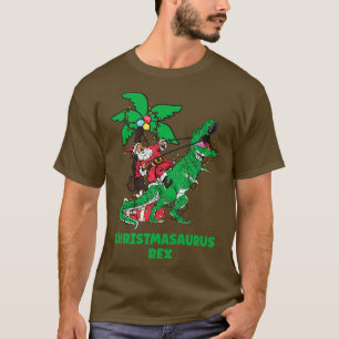 Camiseta Papais noeis Christmasaurus Rex Andando Trex no Na