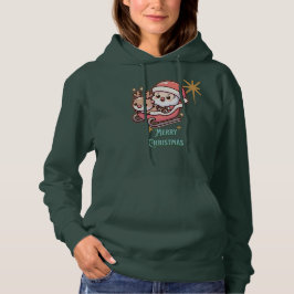 Camiseta Papais noeis com Bebê-Reindeer Hoodie