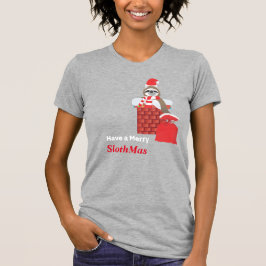 Camiseta Papais noeis com lama descendo a chaminé com prese
