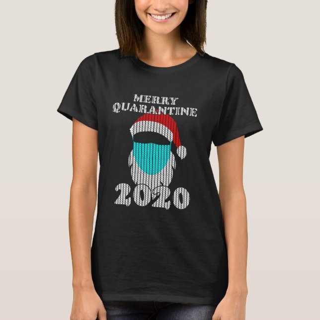 Camiseta Papais noeis Com Máscara De Rosto 2020 Feliz Suave (Frente)