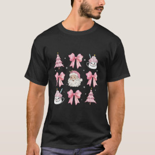 Camiseta Papais noeis cor-de-rosa Arcos de coquete de Natal