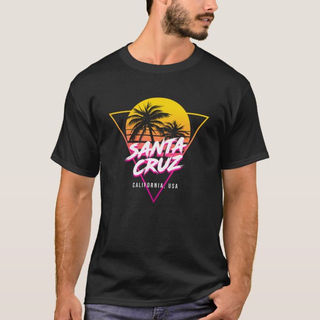 Camiseta Papais noeis Cruz California Palm Trees USA Surfin (Frente)