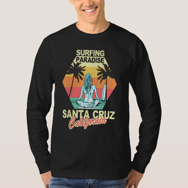 Camiseta Papais noeis Cruz California Surfing Paradise Girl (Frente)