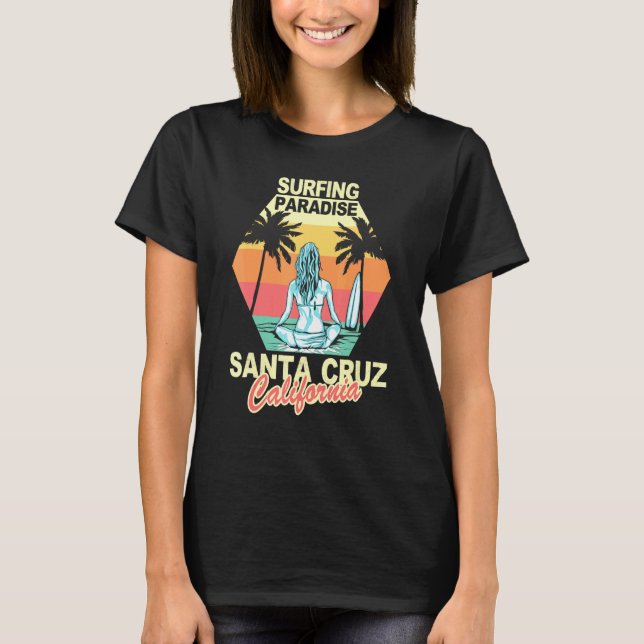 Camiseta Papais noeis Cruz California Surfing Paradise Girl (Frente)