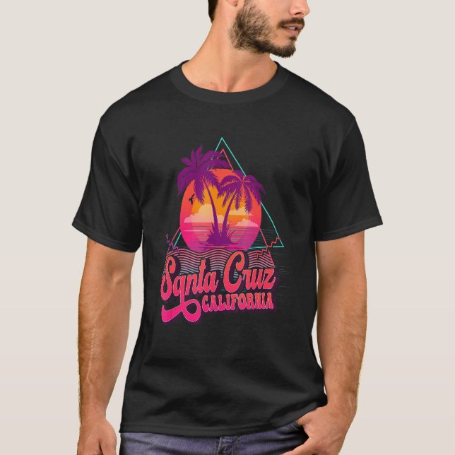 Camiseta Papais noeis Cruz California Vacation Retro 80s Be (Frente)