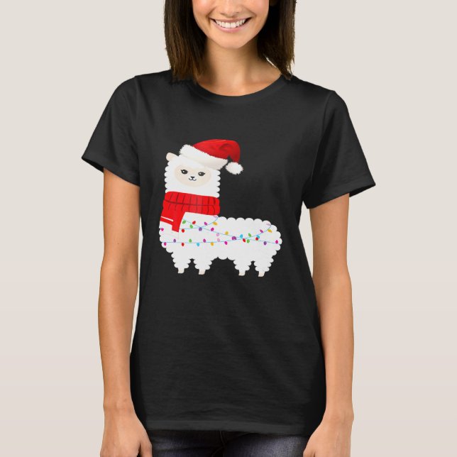 Camiseta papais noeis Cute de Lama Alpaca (Frente)