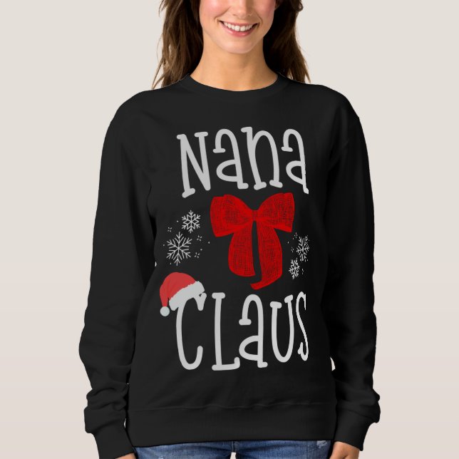 Camiseta Papais noeis Cute Nana Claus Vovó Natal Fam Pajama (Frente)