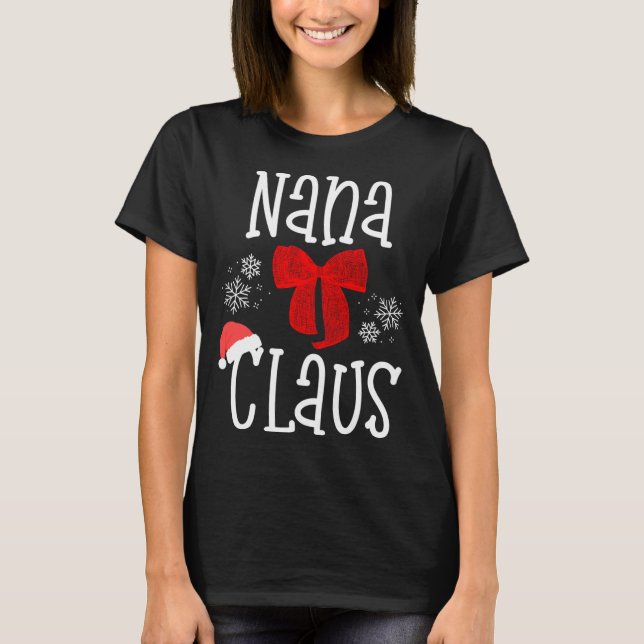 Camiseta Papais noeis Cute Nana Claus Vovó Natal Fam Pajama (Frente)