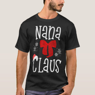 Camiseta Papais noeis Cute Nana Claus Vovó Natal Fam Pajama