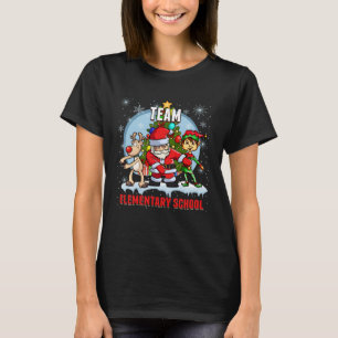 Camiseta Papais noeis Da Escola Elementar Elf Reindeer Flos
