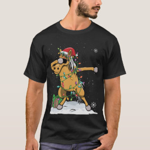 Camiseta Papais noeis Dabbing Horse Natal Luz Engraçada Nat