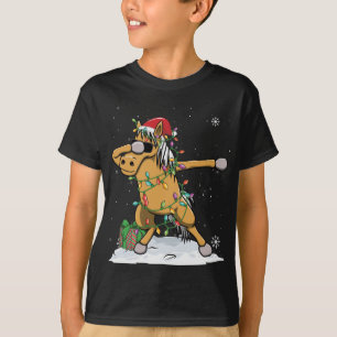 Camiseta Papais noeis Dabbing Horse Natal Luz Engraçada Nat