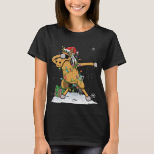Camiseta Papais noeis Dabbing Horse Natal Luz Engraçada Nat