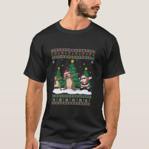 Camiseta Papais noeis Dabbing Reindeer Otter Tree Luzes Fei