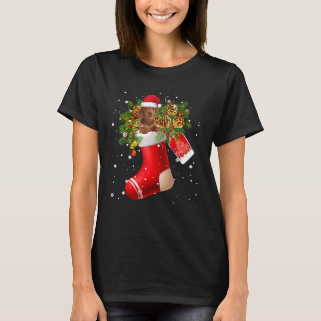 Camiseta Papais noeis Dachshund No Natal Sock Pajama (Frente)